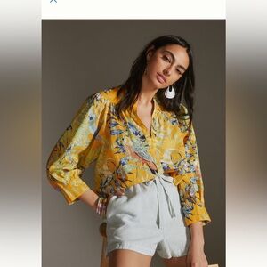 Anthropologie Maeve Puff Sleeve Buttondown